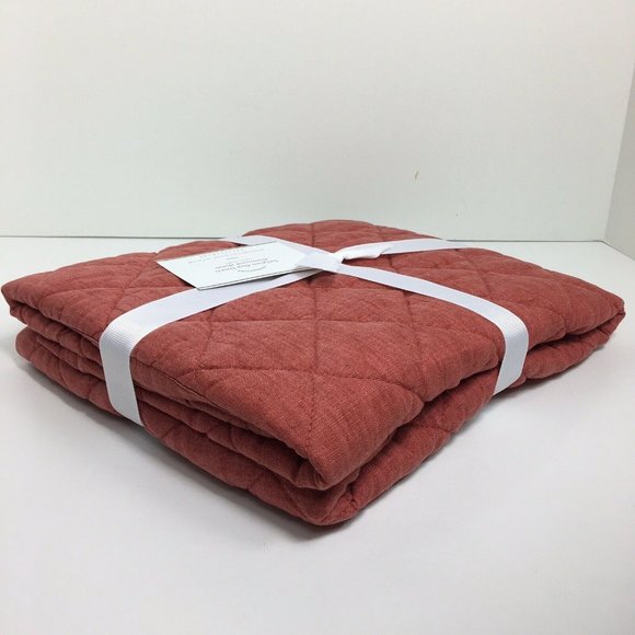 Pottery Barn Belgian Flax Linen Diamond Euro Sham In Brick Foundations 26" X 26" - Picture 6 of 12